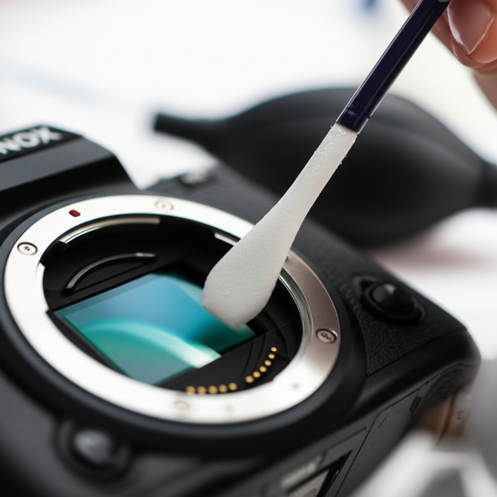 Generate a high-quality, relevant image prompt for an article about: How To Clean Mirrorless Camera