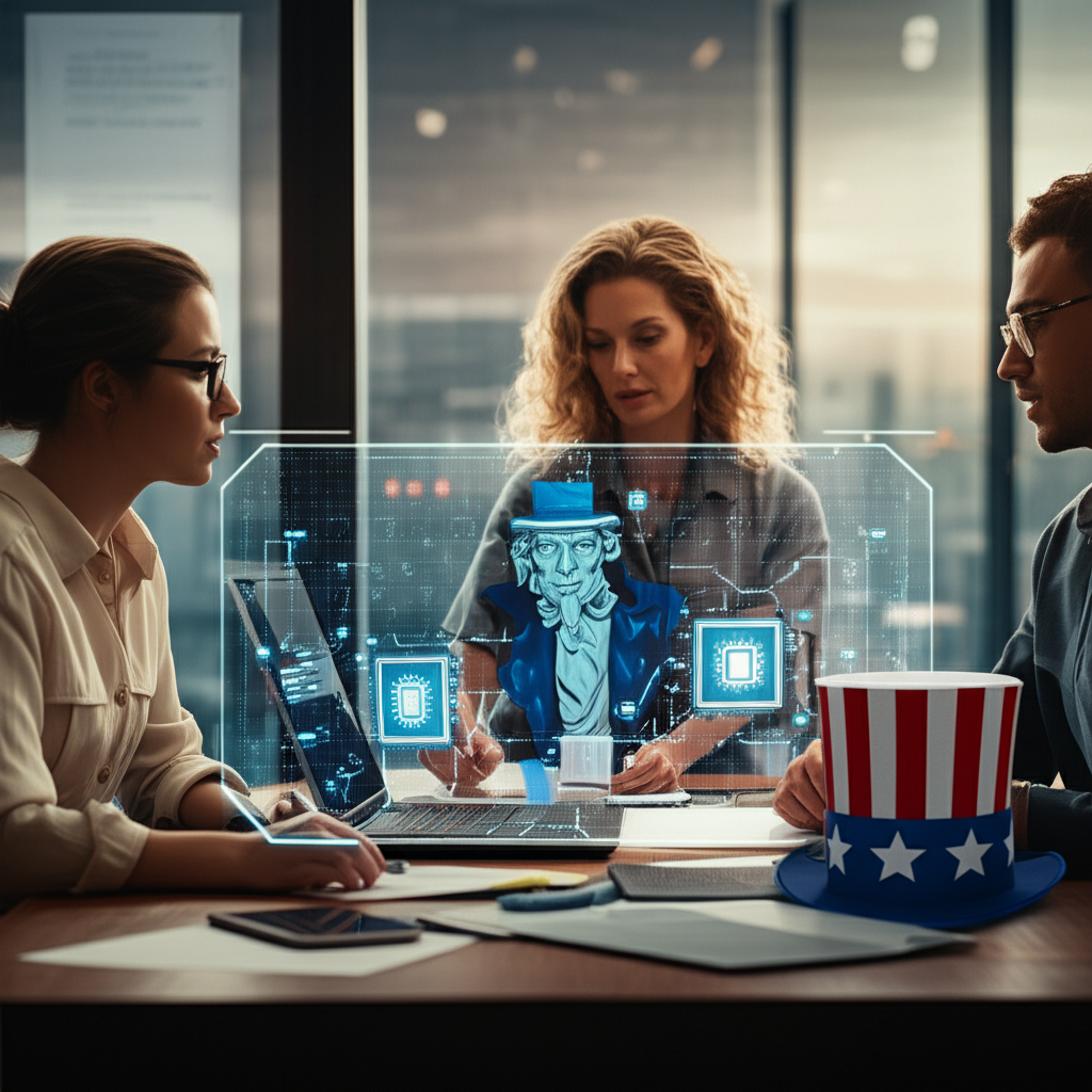 Generate a high-quality, relevant image prompt for an article about: Uncle Sam, Intel’s New Sharehol