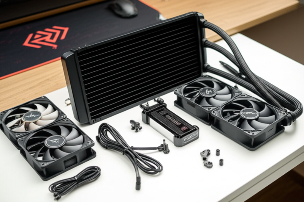 Generate a high-quality, relevant image prompt for an article about: Raijintek Scylla Pro Ca360 Kit