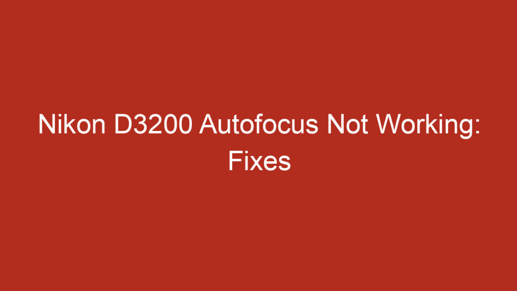 Nikon D3200 Autofocus Not Working: Fixes