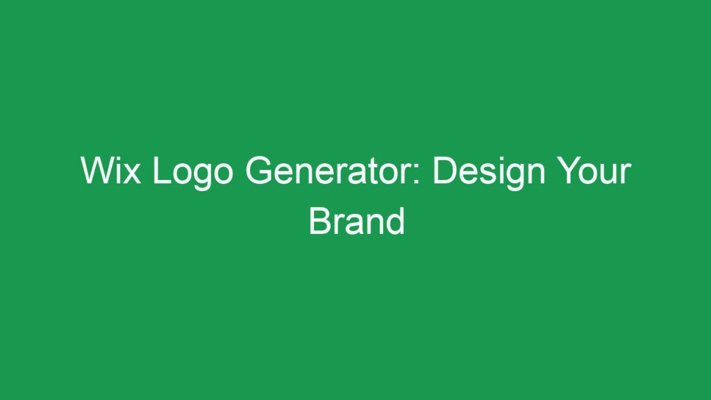 Wix Logo Generator: Design Your Brand