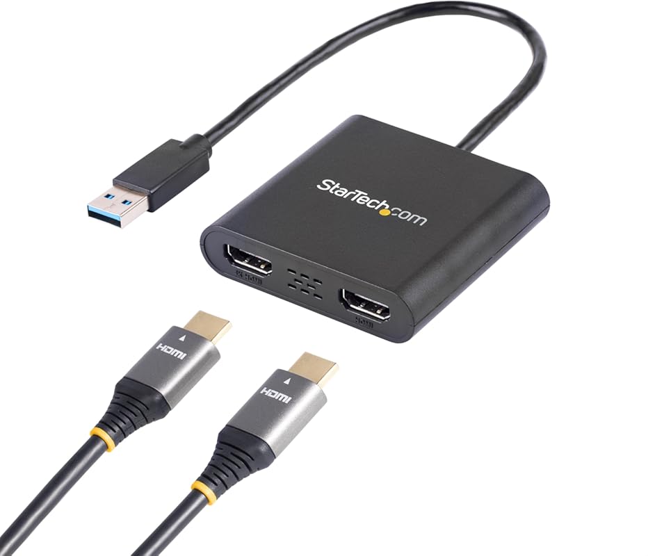 USB 3.0 to Dual HDMI Adapter – Windows Dual Monitor Converter, No macO