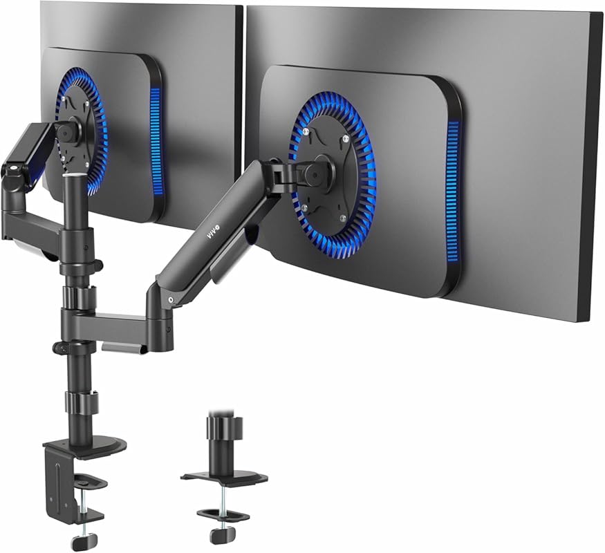 Heavy Duty Dual Monitor Mount for 17–32” Displays with Pneumatic Arms 