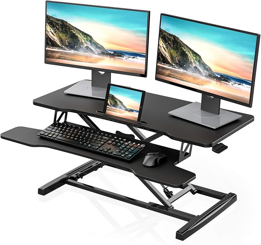 FITUEYES Height Adjustable Standing Desk 36” Wide Sit to Stand Convert