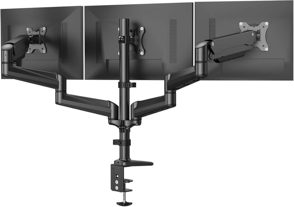 Best Triple Monitor Mount for 17 to 32 Inch Screens with Full Adjustab