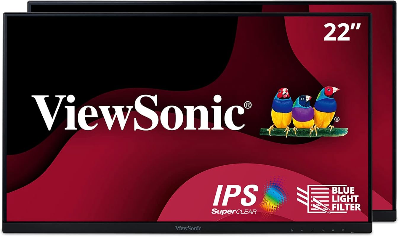 ViewSonic VA2256-MHD_H2 Dual Pack Head-Only 1080p IPS Monitors with Fr