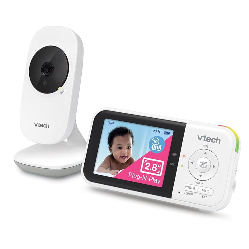 VTech VM819 Baby Monitor with 2.8-inch Screen, Night Vision, 2-Way Aud