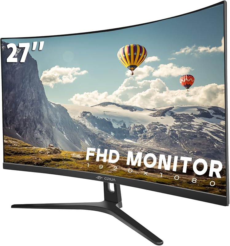 27-inch CRUA Curved FHD Monitor with VA Panel and Blue Light Filter