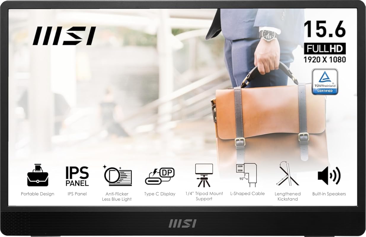 MSI Pro MP161 E2 Portable Monitor for Mac Mini M4 – 15.6