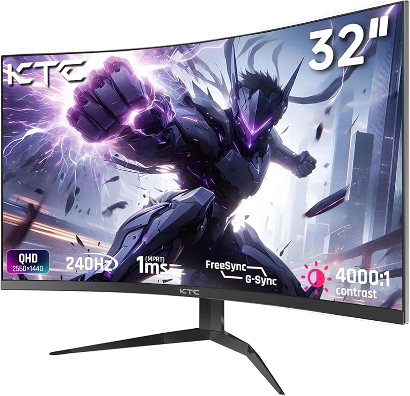 KTC 32Inch 240Hz Curved Gaming Monitor, 1000R VA, QHD, 4000:1 Contrast