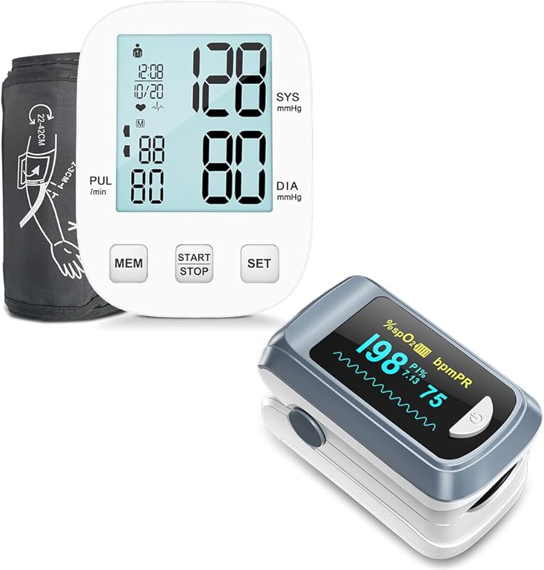 Automatic Upper Arm Blood Pressure Monitor for Home Use with Pulse Oxi
