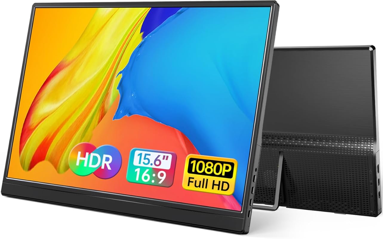15.6-inch Yxk Portable 1080P USB-C Monitor with Kickstand for Laptops 