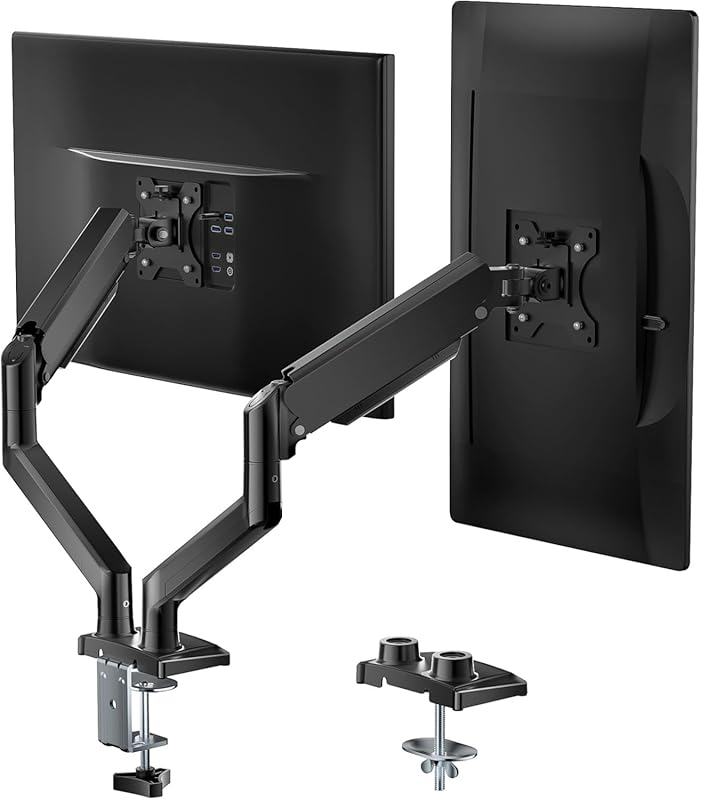 Height Adjustable Dual Monitor Stand for 17–32 Inch Screens with Gas S