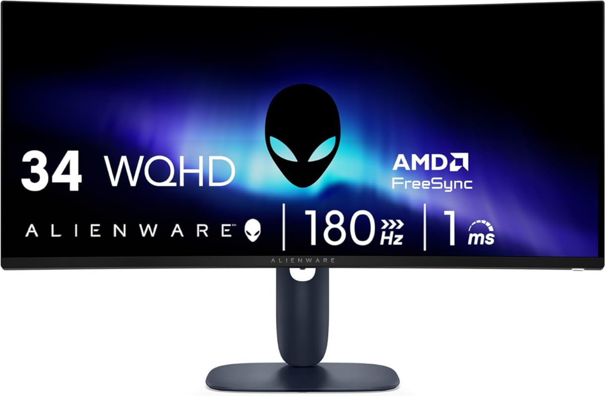Alienware 34-Inch Curved Gaming Monitor with 180Hz Refresh Rate and 1m