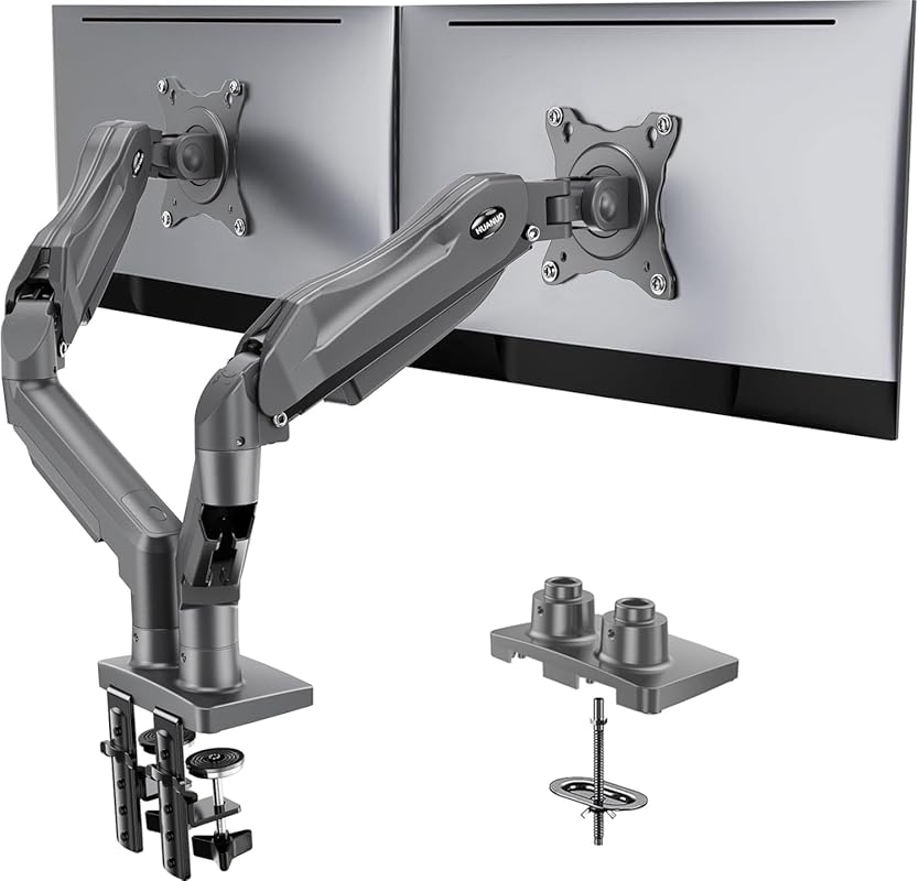 HUANUO Grey Dual Monitor Stand for 13–32