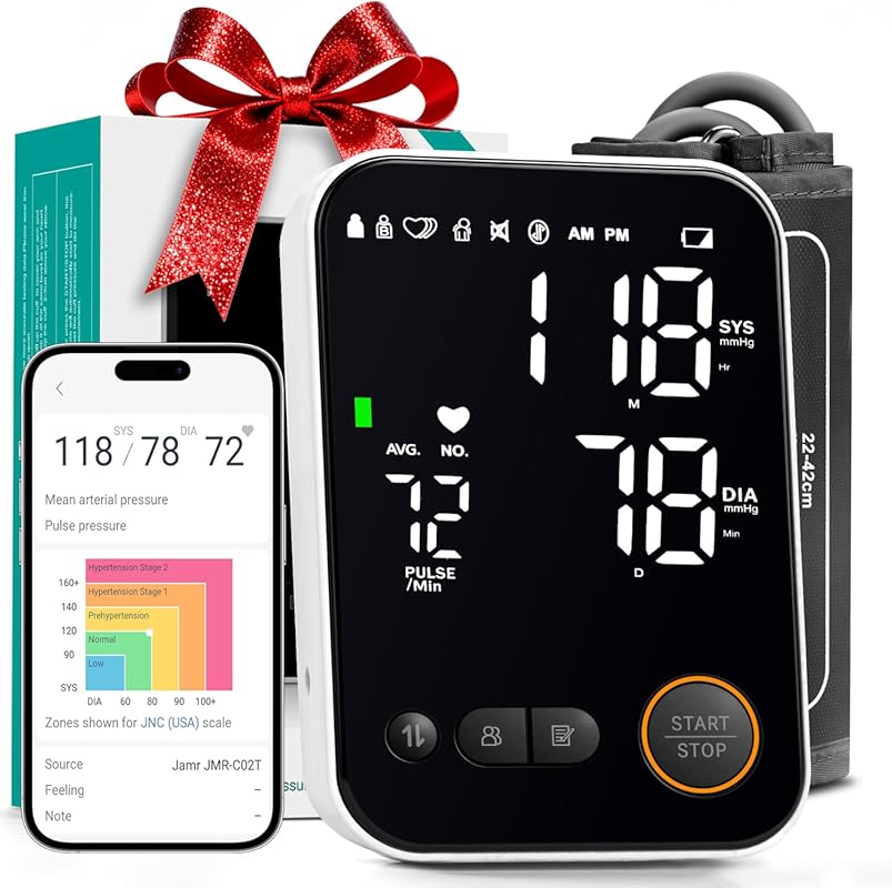 Bluetooth upper arm blood pressure monitor with voice broadcast, LED d