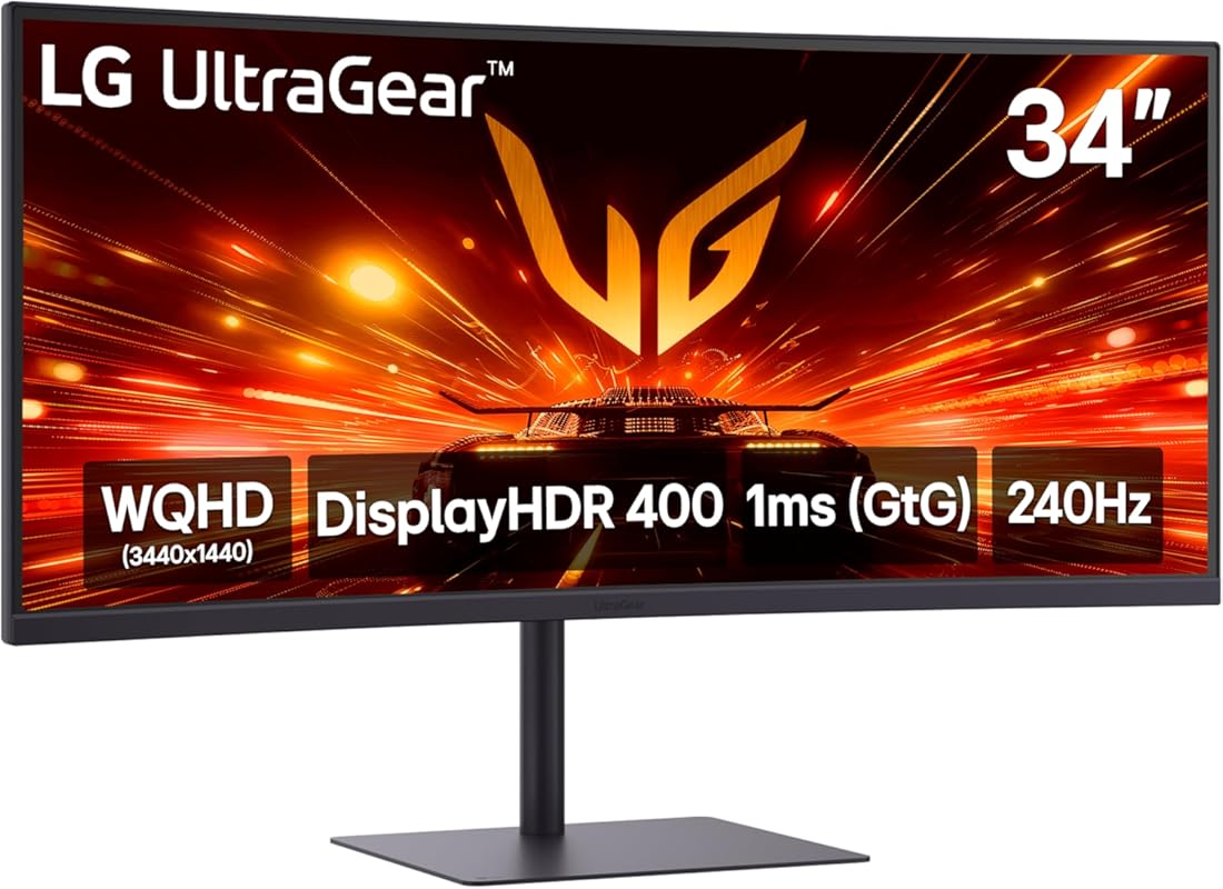LG 34G630A-B 34-Inch Ultragear WQHD Curved Gaming Monitor, 240Hz, 1ms