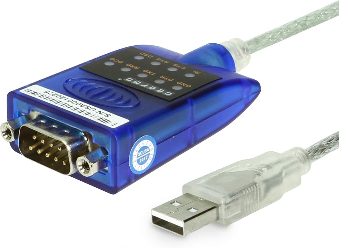 Gearmo USB to RS-232 Serial Adapter with LED Indicators and FTDI Chip