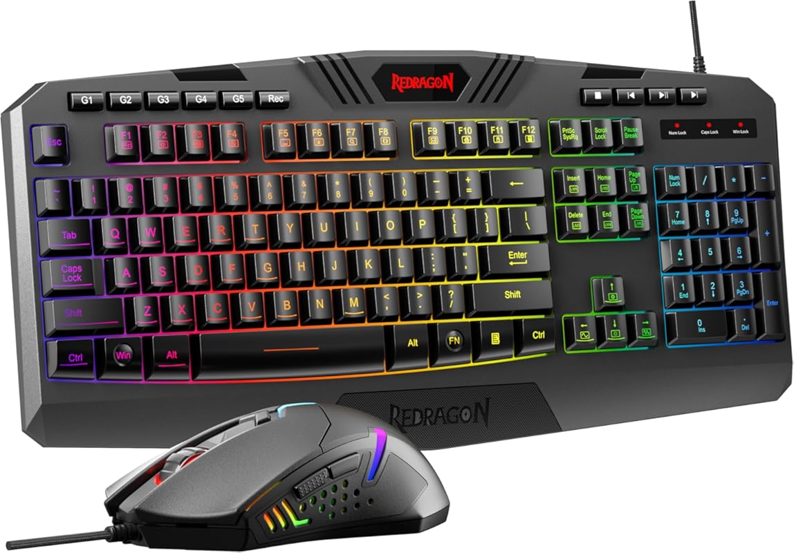 Redragon S101-3 PRO RGB Gaming Keyboard and Mouse with Programmable Ke