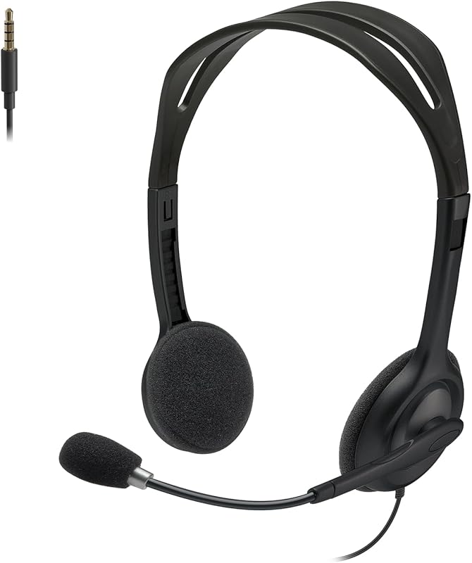 Logitech H111 wired stereo headset with noise-canceling mic for PC, Ma