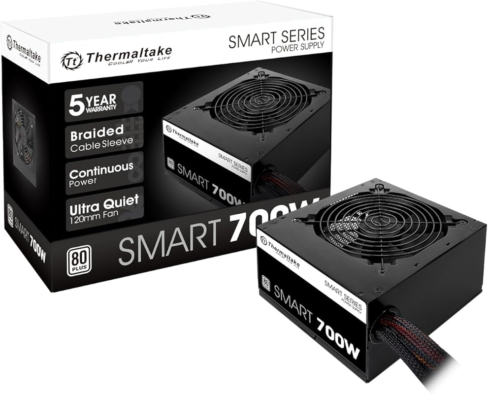Thermaltake Smart 700W 80+ White power supply with ultra-quiet fan and