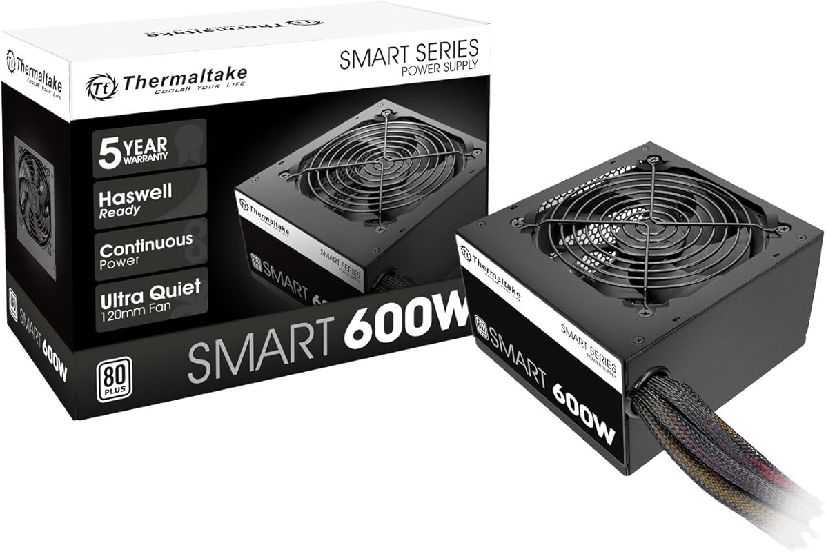 Thermaltake SMART 600W 80+ Certified ATX Power Supply with Active PFC 