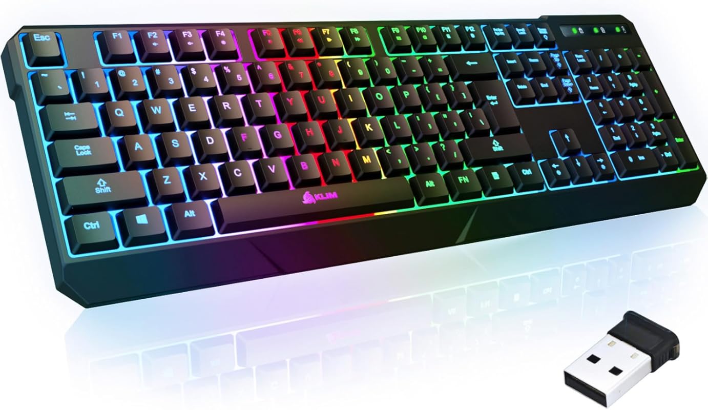 KLIM Chroma wireless keyboard with RGB backlit, rechargeable battery, 