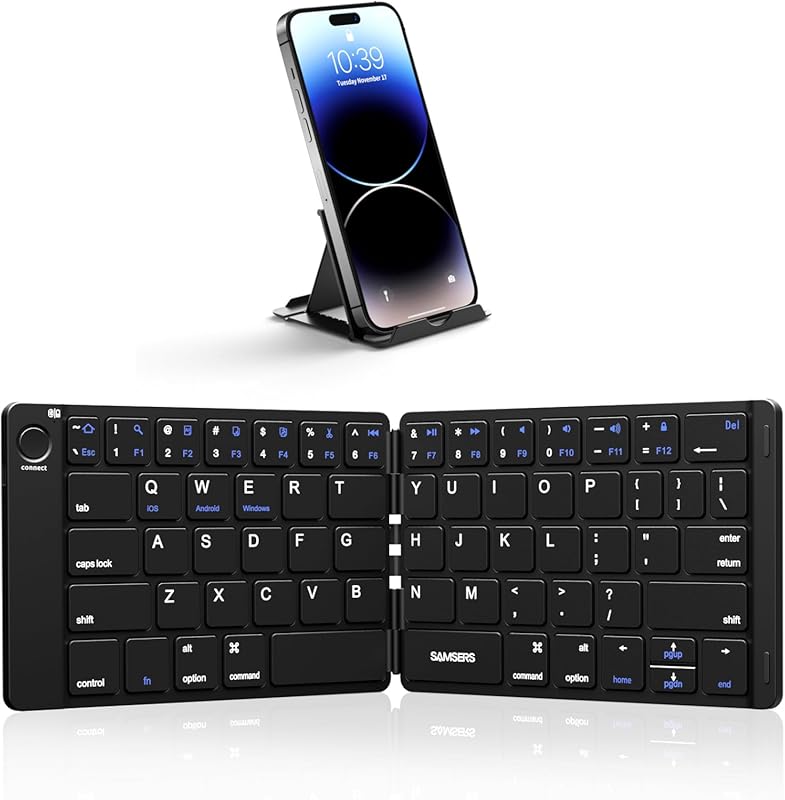 Samsers Foldable Bluetooth Keyboard with Stand for iOS, Android, and W