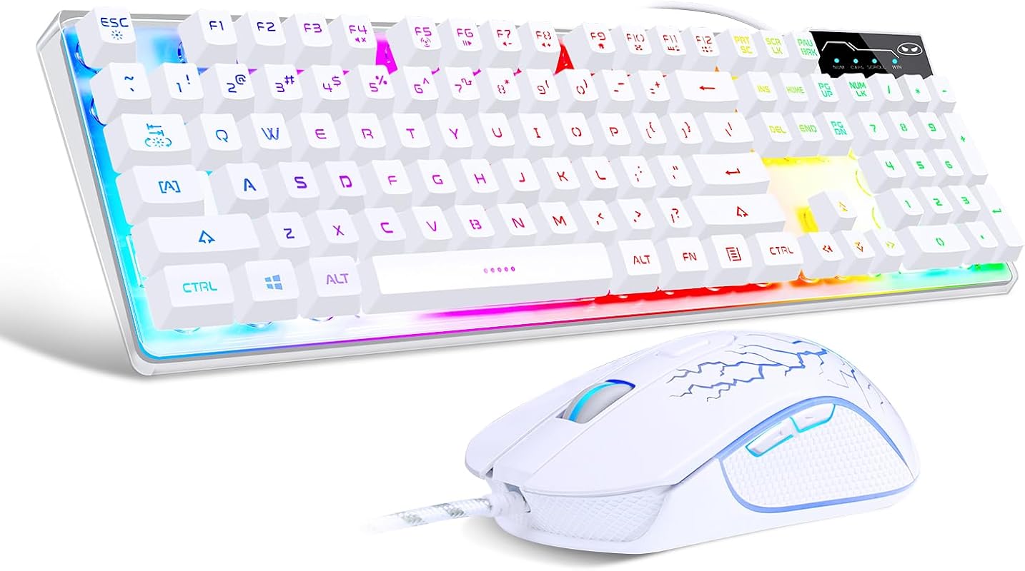 K1 RGB gaming keyboard and mouse combo with backlit keys for PC and la