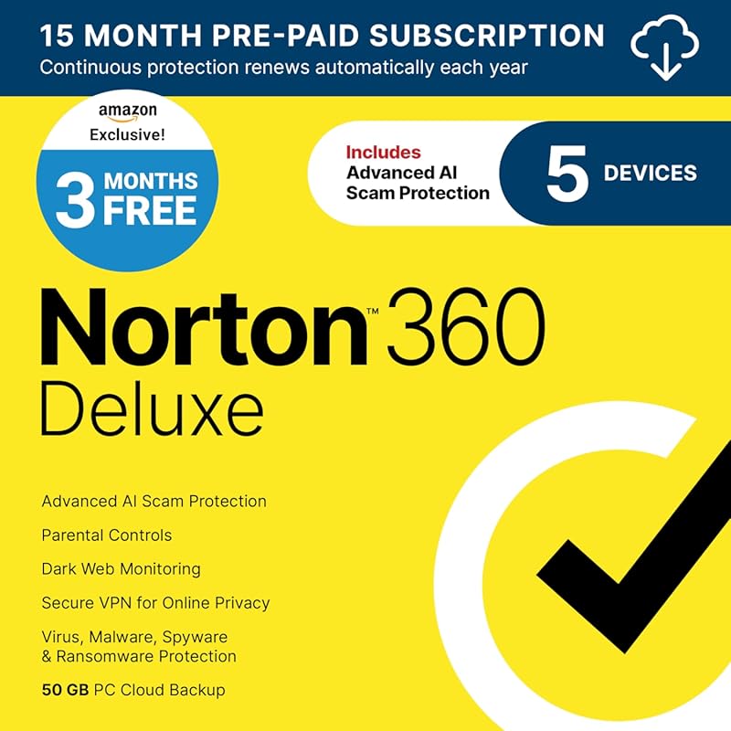 Norton 360 Deluxe 2026 Ready, Antivirus software for 5 Devices with Au