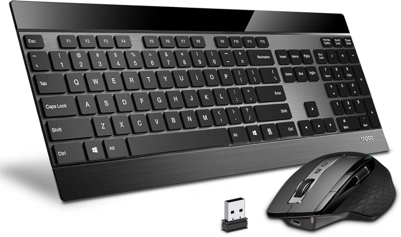 RAPOO Wireless Keyboard and Mouse Combo for Multi-Device Use with Ultr