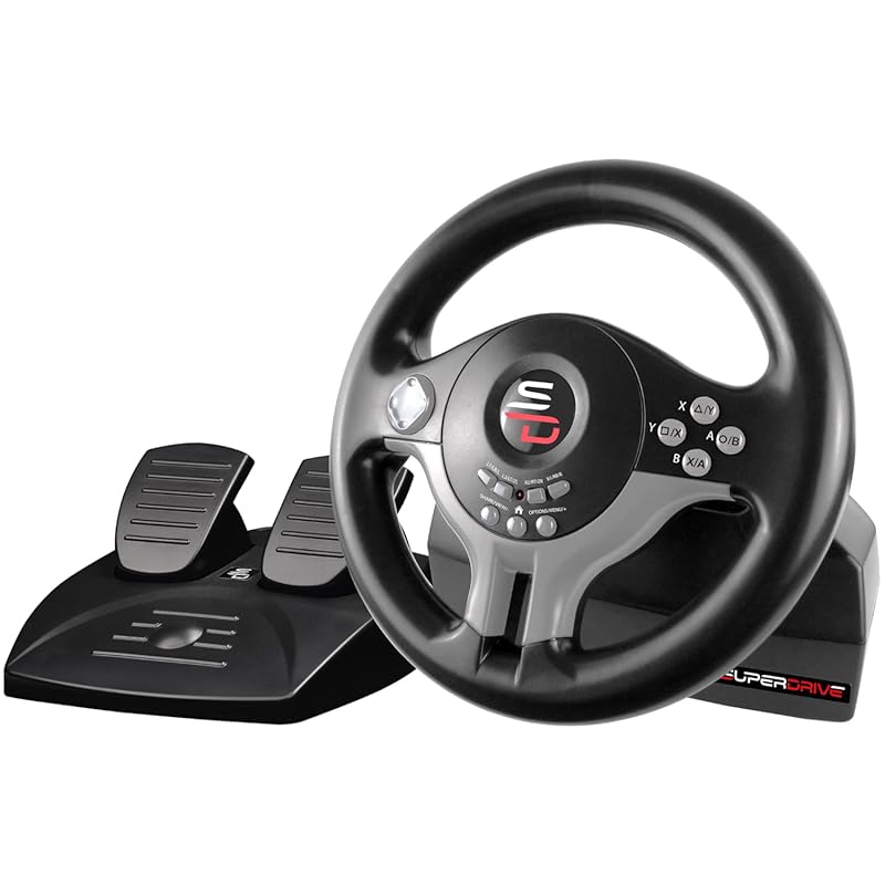Superdrive SV250 Steering Wheel with Pedals and Paddles for Nintendo S