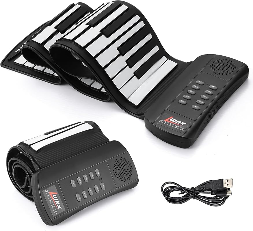 Roll-up silicone keyboard piano for travel, 16 tones and quiet practic