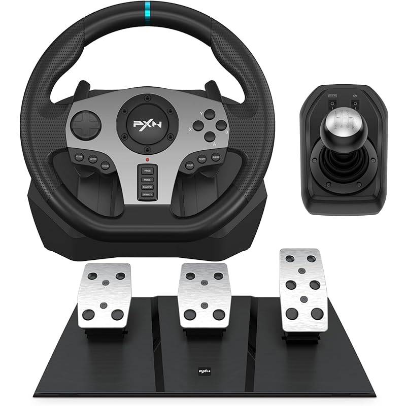 PXN V9 Racing Wheel with Shifter and Pedals, 270°/900° for PC, Xbox, a