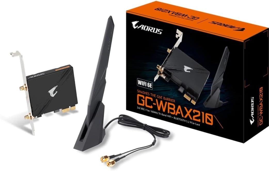 Gigabyte GC-WBAX210 PCIe WiFi 6E Expansion Card with Tri-Band and Blue
