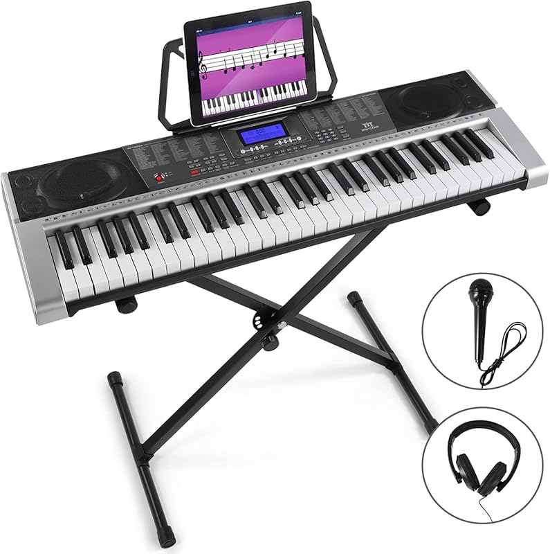 MUSTAR 61-Key Electric Piano Keyboard with Stand, LCD Screen, and Buil