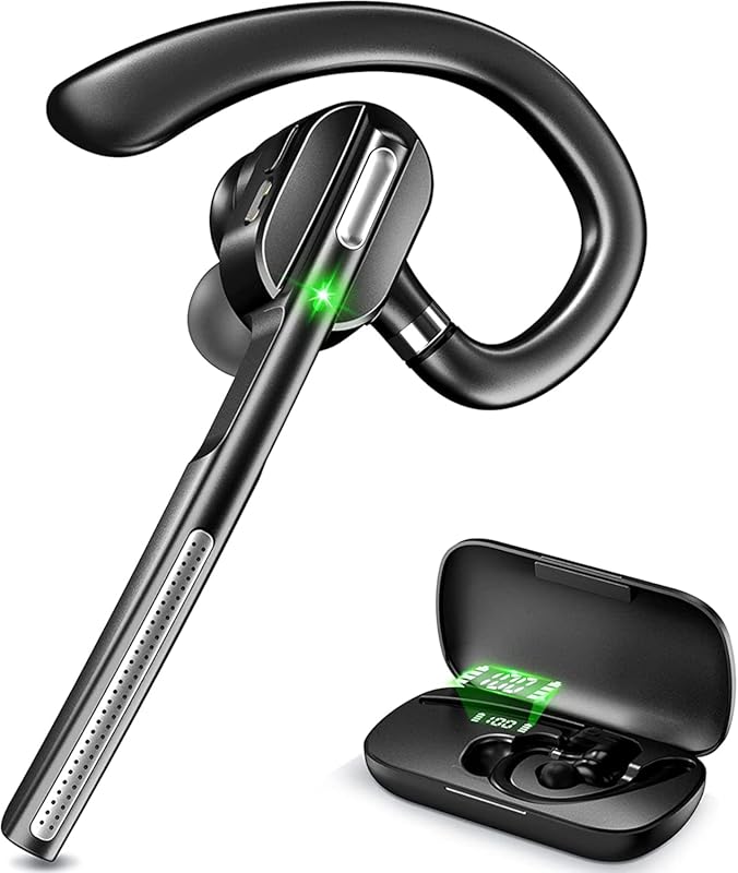 Bluetooth Headset V5.1, Wireless Headset with Battery Display Charging