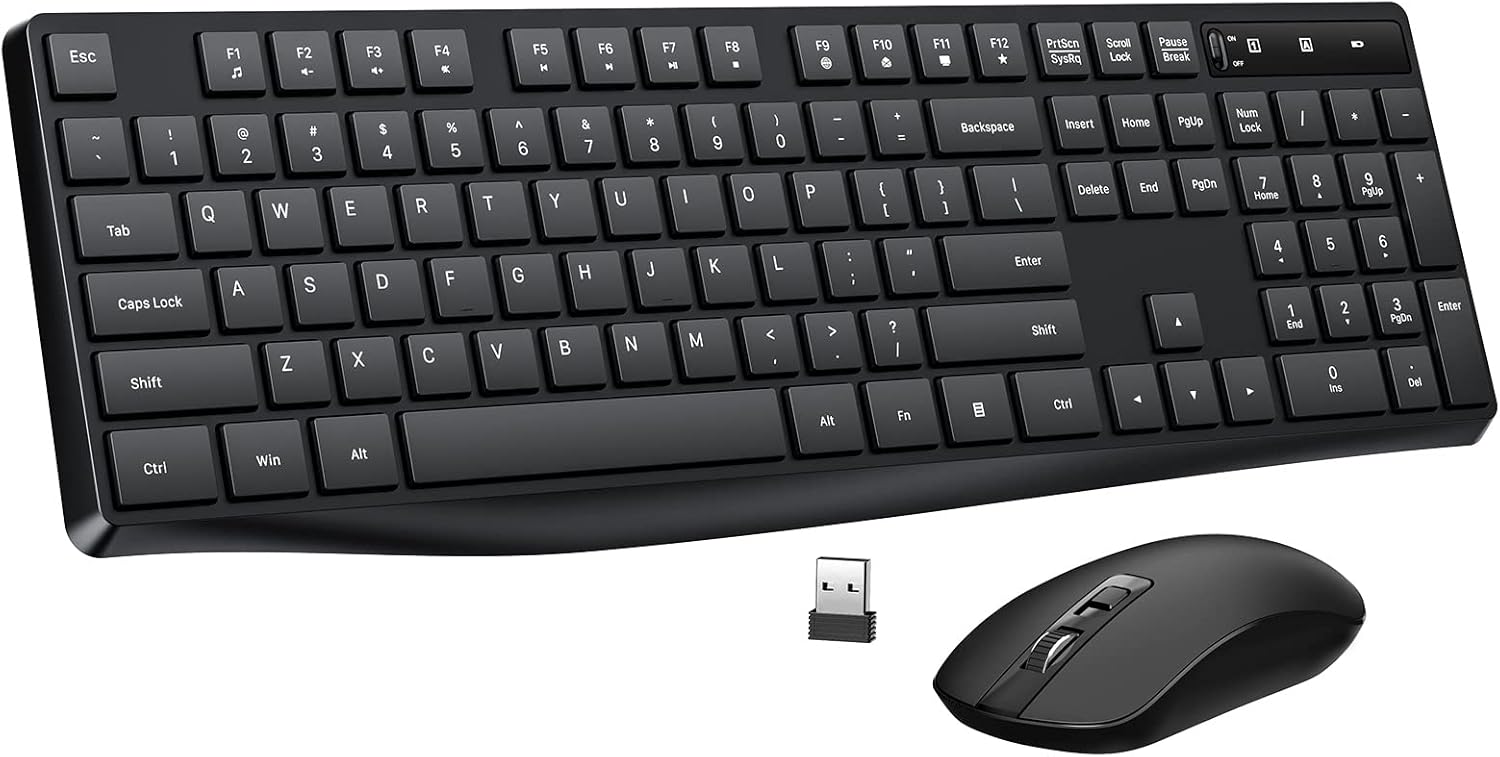 Wireless Keyboard and Mouse Combo with 3 DPI Adjustable Silent Mouse a