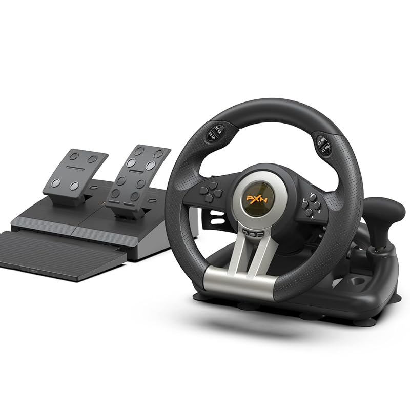 PXN V3 Pro 180° USB Racing Wheel and Pedals for PC, Xbox, PS4, Switch
