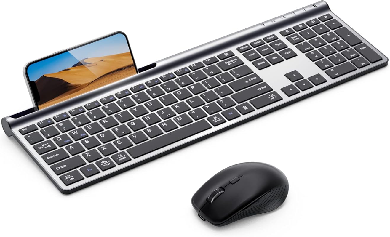 Ultra-slim dual-mode wireless keyboard and mouse with Bluetooth 5.0 an