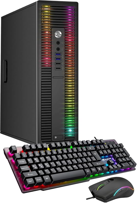 HP ProDesk RGB Gaming PC with Intel i5, 8GB RAM, 256GB SSD, Windows 11
