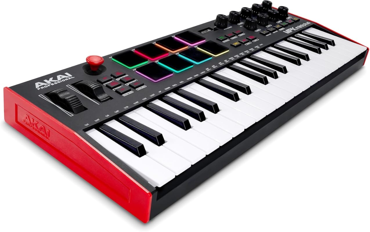 Akai MPK Mini Plus MIDI Controller with 37 Keys, MPC Pads, and Native