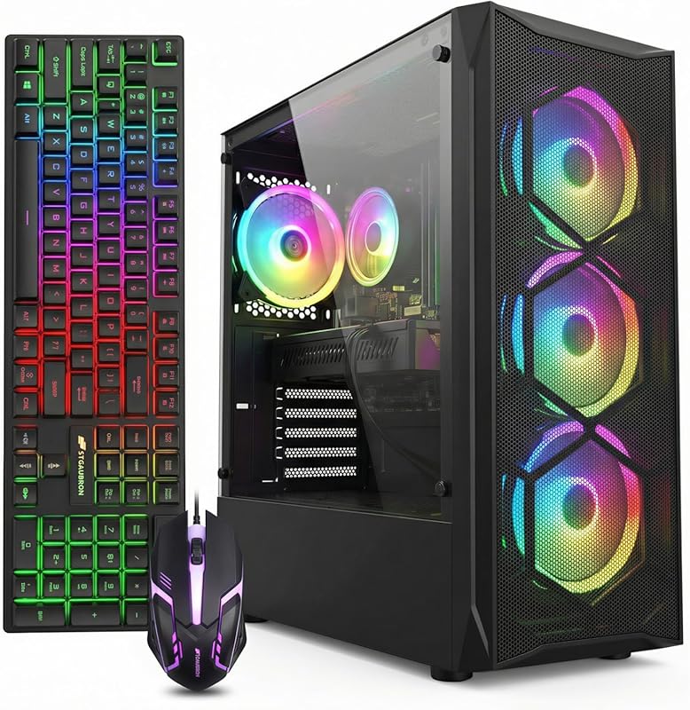 STGAubron Gaming PC Desktop Computer, Intel Core i7 up to 3.9GHz, Rade