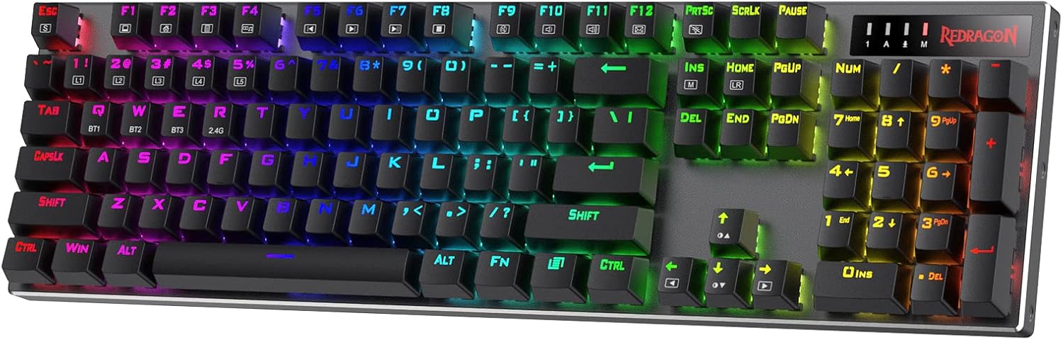 Redragon K556 PRO Upgraded Wireless RGB Gaming Keyboard, BT/2.4Ghz Tri