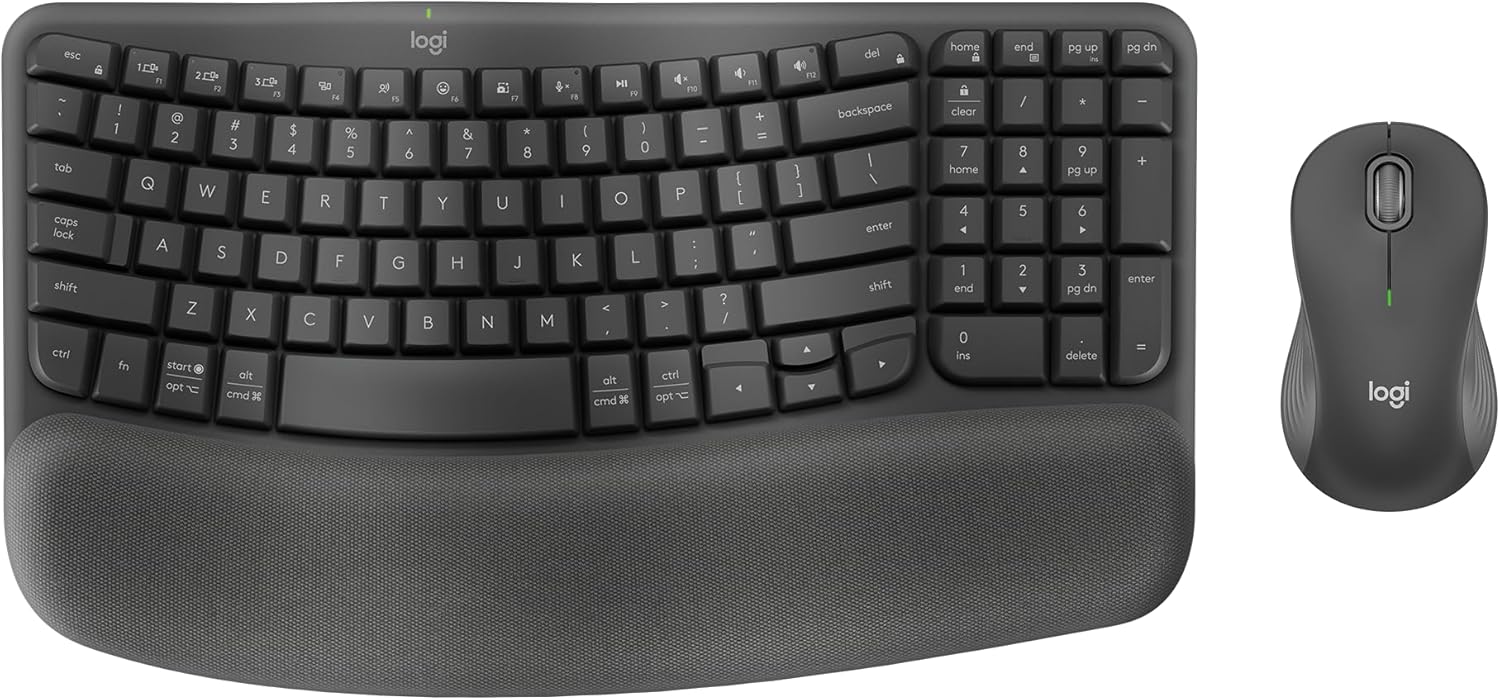Logitech Wave Keys MK670 Wireless Keyboard with M550 Mouse for Comfort