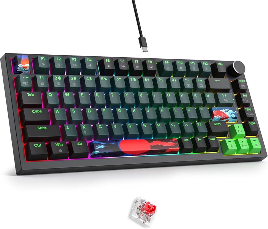 Fogruaden wired 75% mechanical keyboard with RGB backlight, hot-swappa