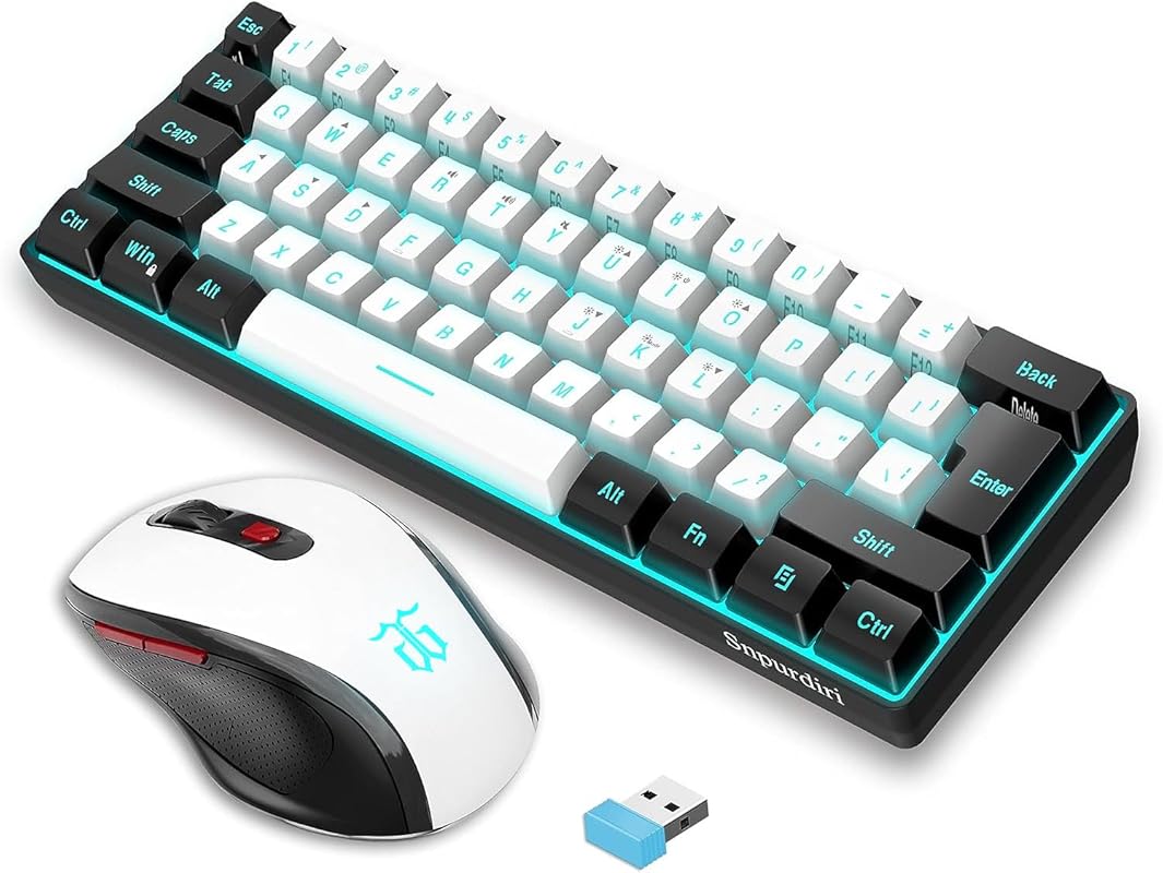 Snpurdiri 2.4G wireless gaming keyboard and mouse combo with mini 60% 