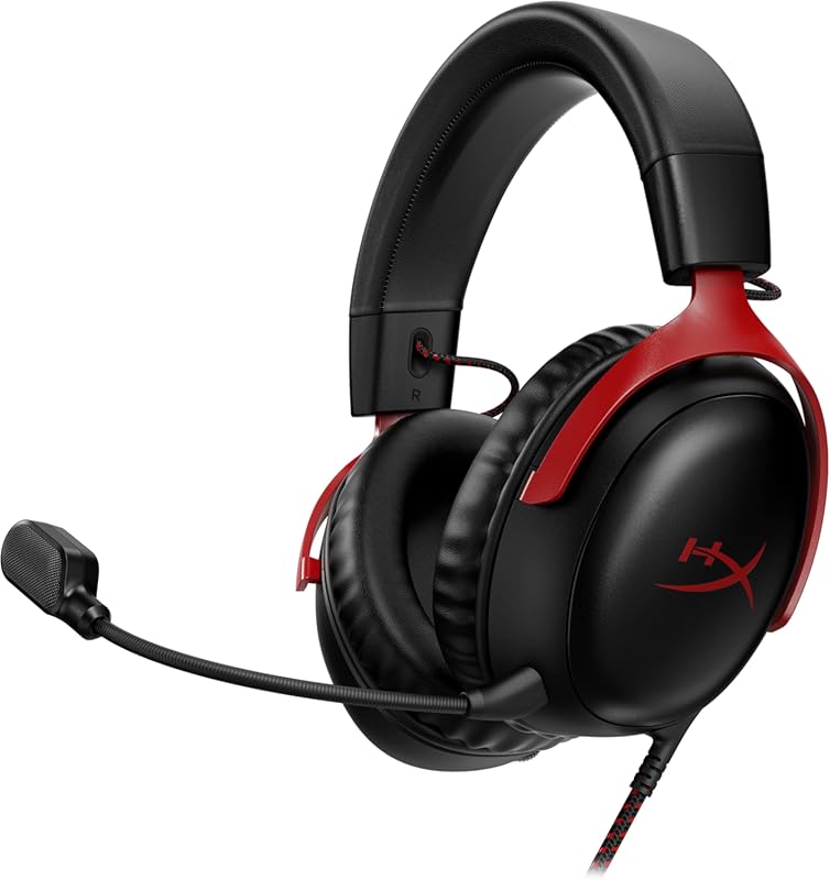 HyperX Cloud III wired gaming headset with 53mm drivers and DTS spatia