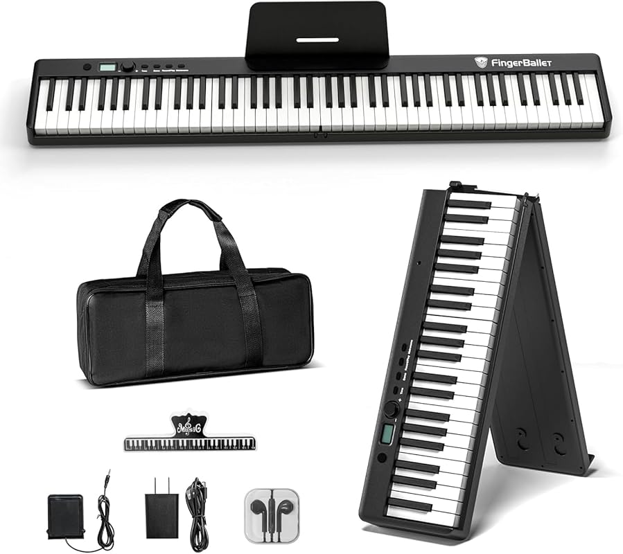 Semi-Weighted 88-Key Digital Piano Keyboard with MIDI, Bluetooth, and 