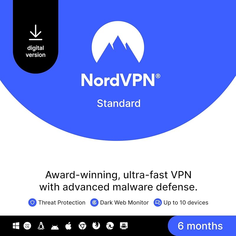 NordVPN Standard for 10 devices over 6 months – VPN and cybersecurity 